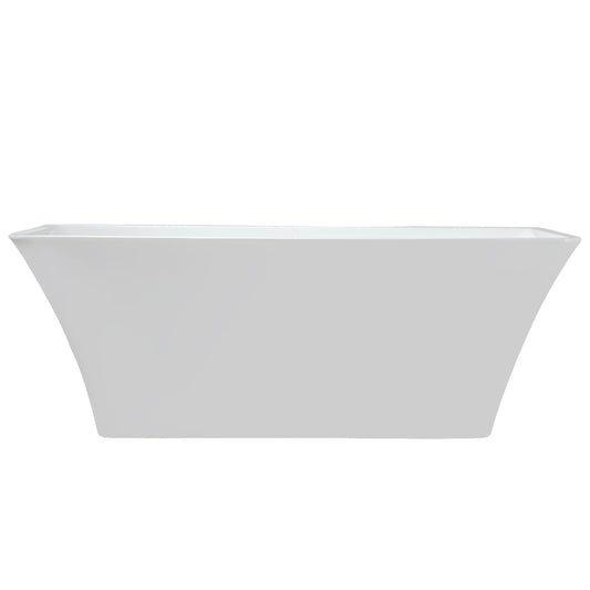 Lexora Vinter 59 in White Freestanding Acrylic Flatbottom Soaking Bathtub with Chrome Hardware