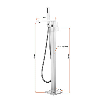 Lexora Mare Single Handle Freestanding Floor Mount Tub Faucet Bathtub Filler with Hand Shower in Chrome