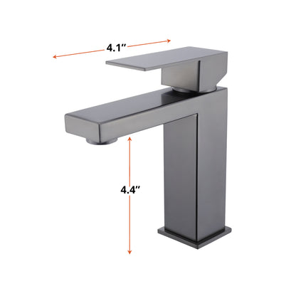Lexora Monte Single Hole Stainless Steel Bathroom Faucet in Gun Metal