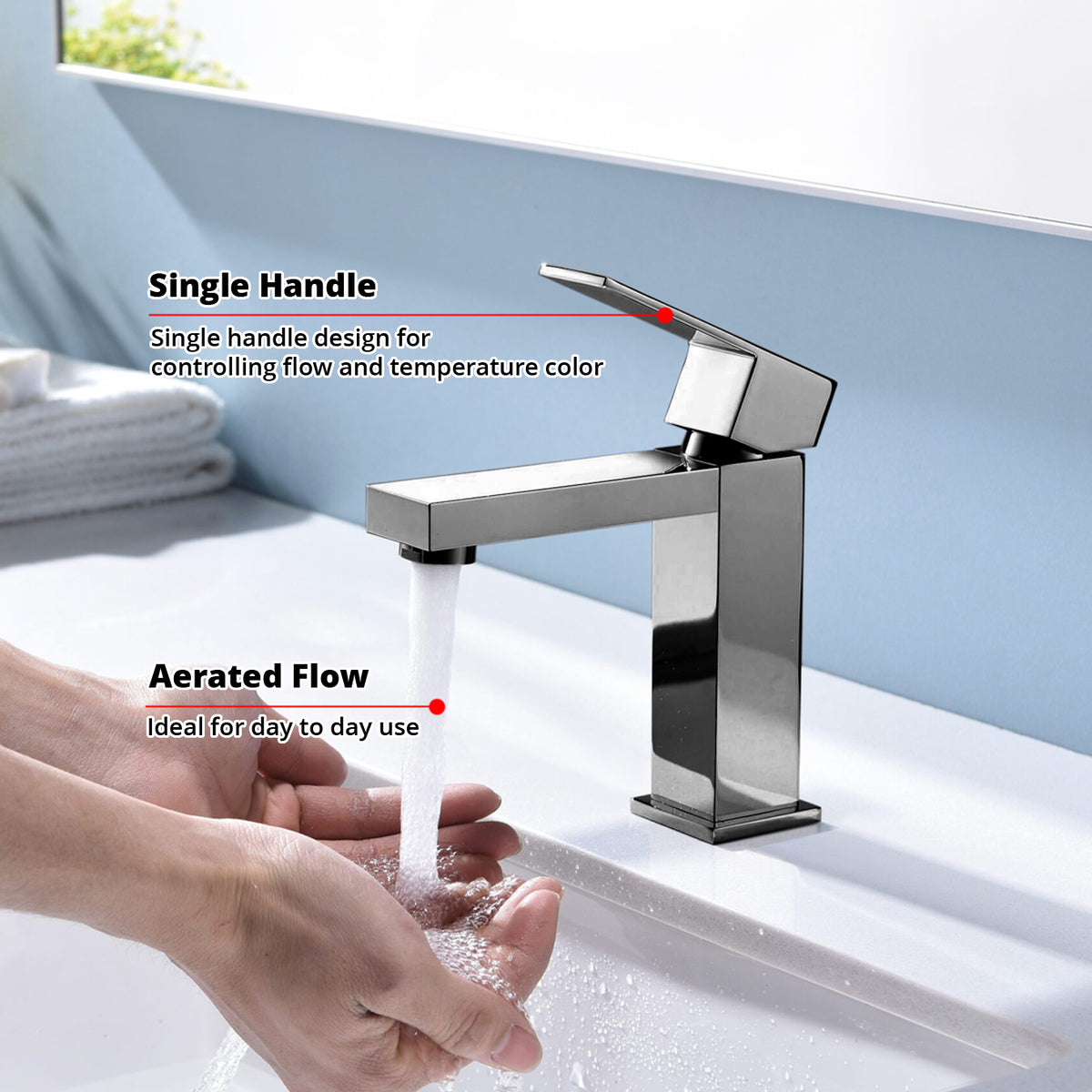 Lexora Monte Single Hole Stainless Steel Bathroom Faucet in Gun Metal