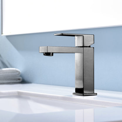 Lexora Monte Single Hole Stainless Steel Bathroom Faucet in Gun Metal