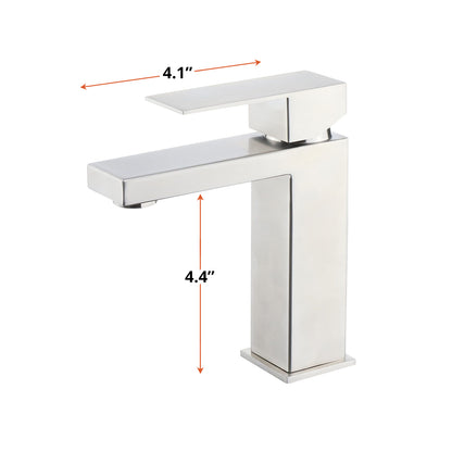 Lexora Monte Single Hole Stainless Steel Bathroom Faucet in Satin Nickel