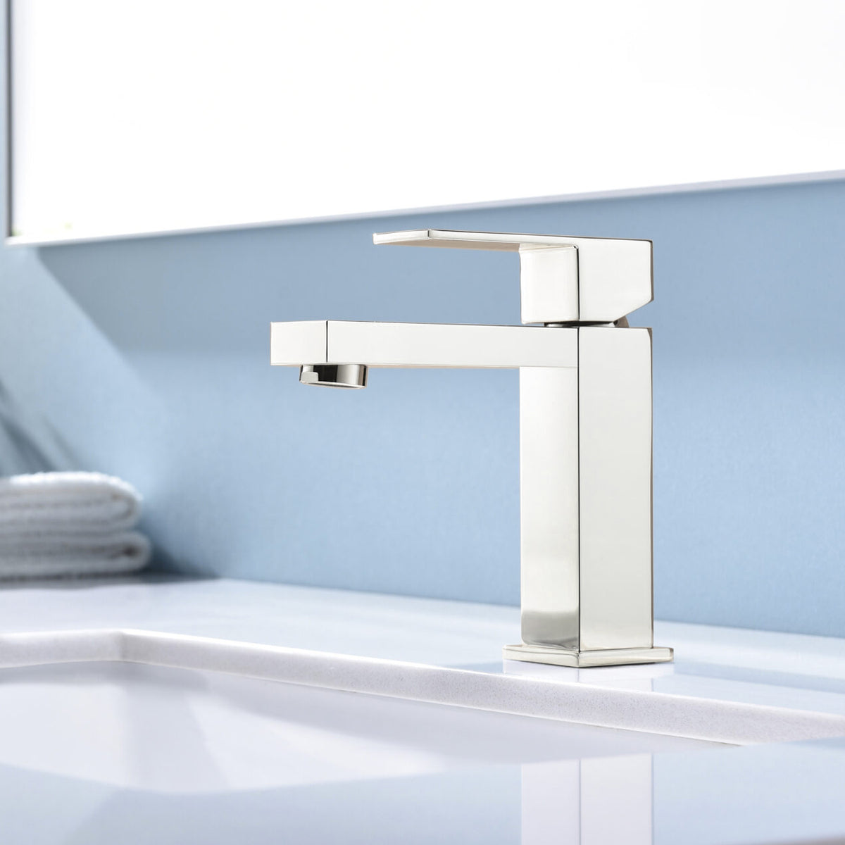 Lexora Monte Single Hole Stainless Steel Bathroom Faucet in Satin Nickel
