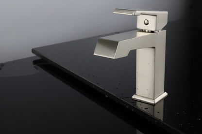Lexora Labaro Single Hole Brass Bathroom Faucet in Brushed Nickel