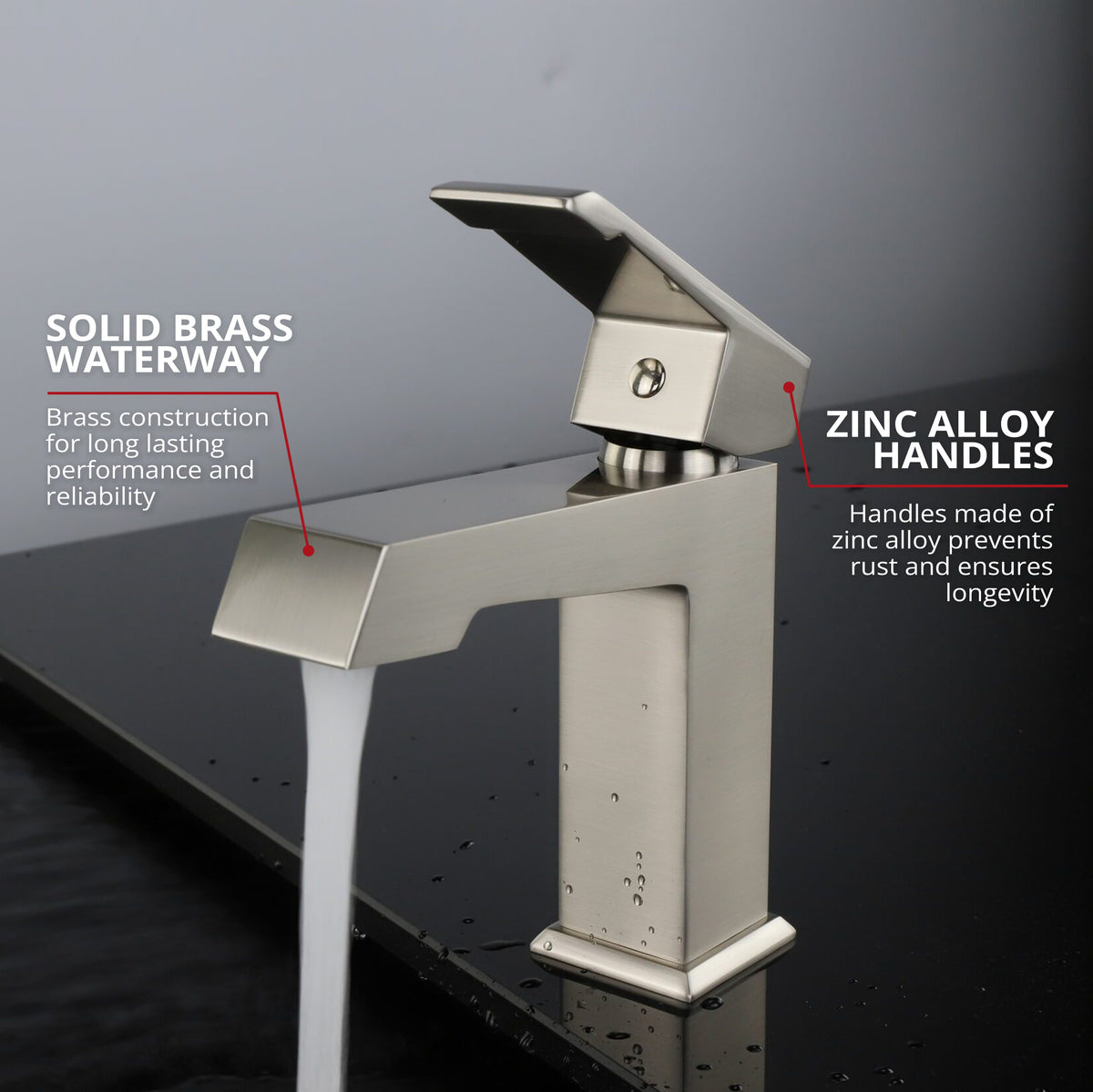 Lexora Labaro Single Hole Brass Bathroom Faucet in Brushed Nickel