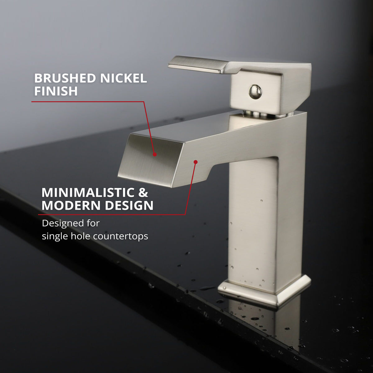 Lexora Labaro Single Hole Brass Bathroom Faucet in Brushed Nickel