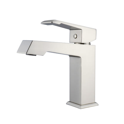 Lexora Labaro Single Hole Brass Bathroom Faucet in Brushed Nickel