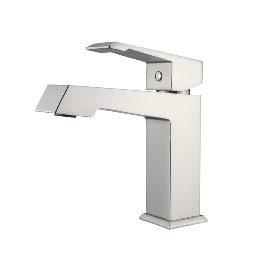 Lexora Labaro Single Hole Brass Bathroom Faucet in Brushed Nickel