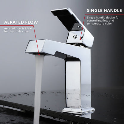 Lexora Labaro Single Hole Brass Bathroom Faucet in Chrome