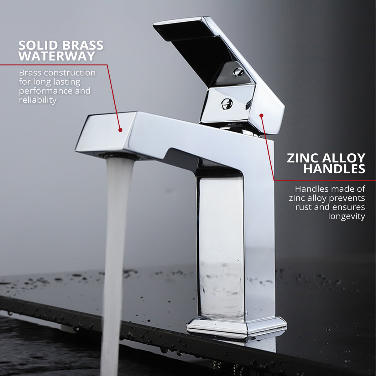 Lexora Labaro Single Hole Brass Bathroom Faucet in Chrome