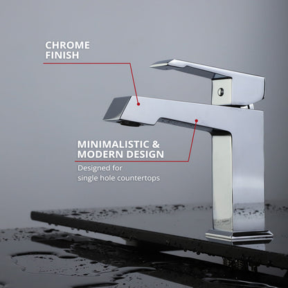 Lexora Labaro Single Hole Brass Bathroom Faucet in Chrome
