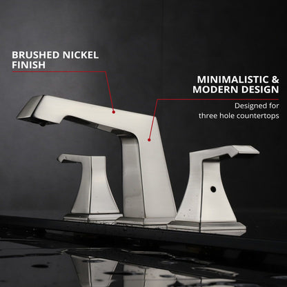 Lexora Balduina 8 in. Widespread 3-Hole Brass Bathroom Faucet in Brushed Nickel