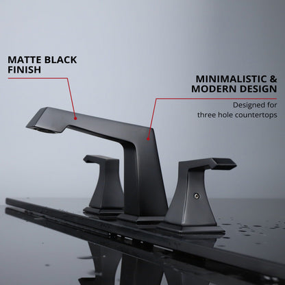 Lexora Balduina 8 in. Widespread 3-Hole Brass Bathroom Faucet in Matte Black