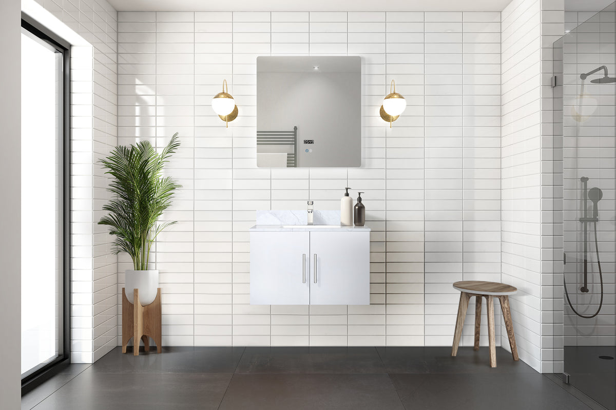 Lexora Geneva 30 in. Glossy White Single Sink Bath Vanity