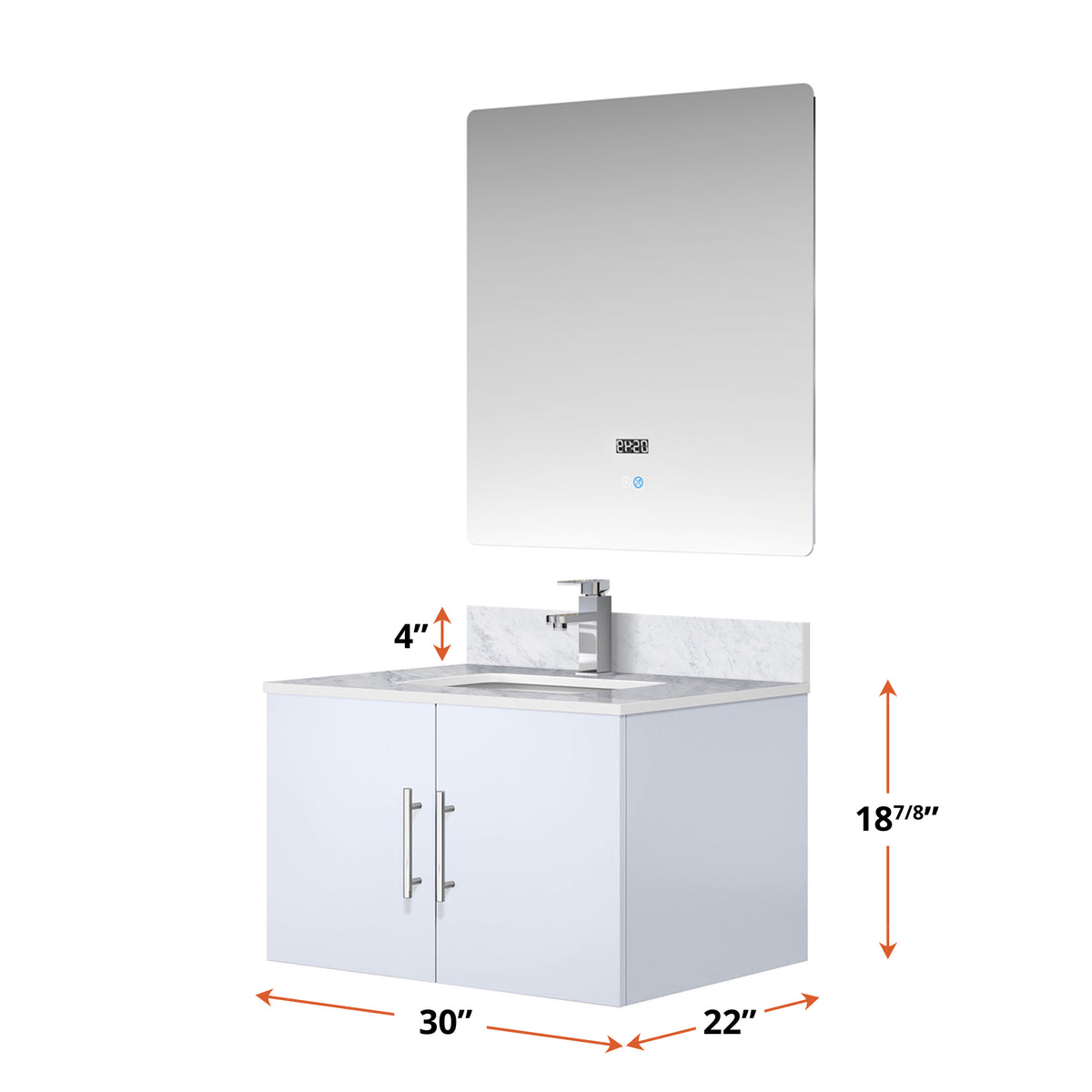 Lexora Geneva 30 in. Glossy White Single Sink Bath Vanity