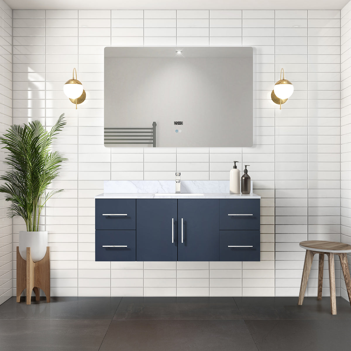 Lexora Geneva 48 in. Navy Blue Single Sink Bath Vanity
