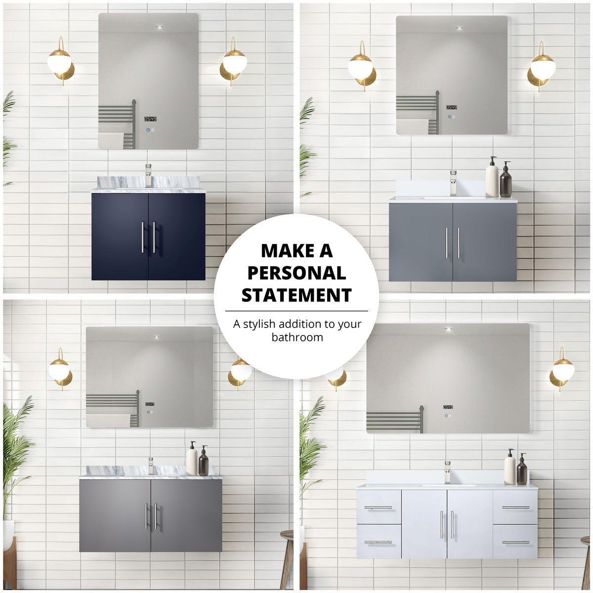 Lexora Geneva 48 in. Glossy White Single Sink Bath Vanity