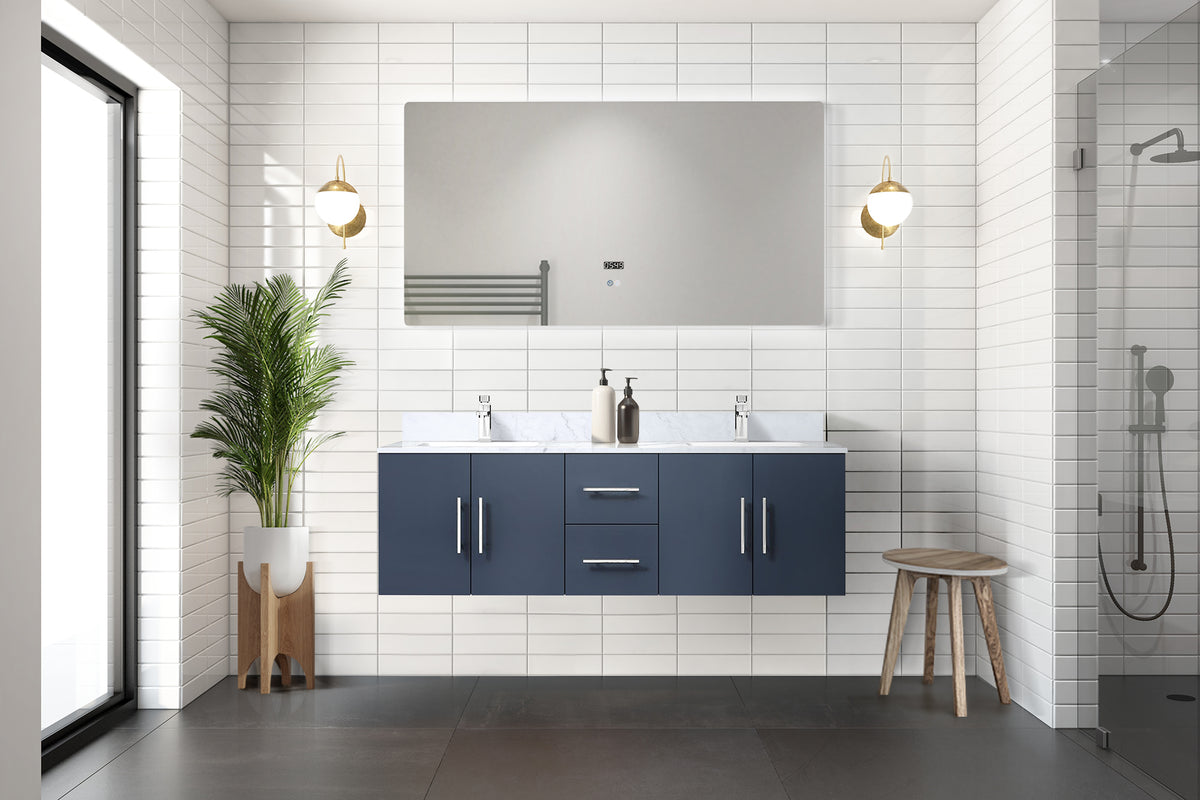 Lexora Geneva 60 in. Navy Blue Double Sink Bath Vanity