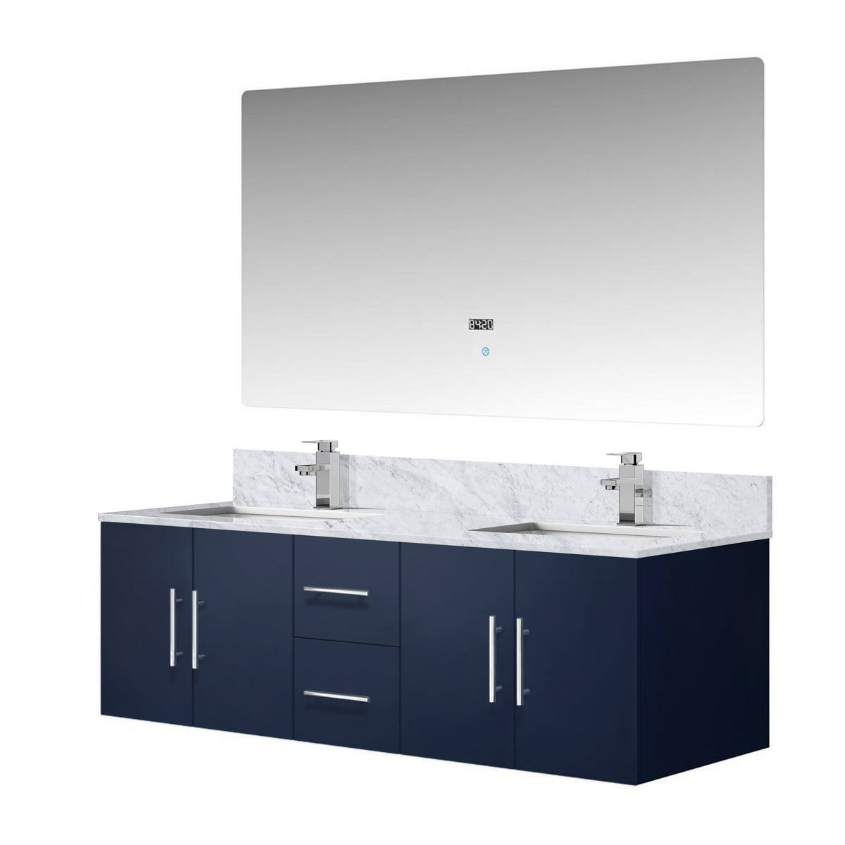 Lexora Geneva 60 in. Navy Blue Double Sink Bath Vanity