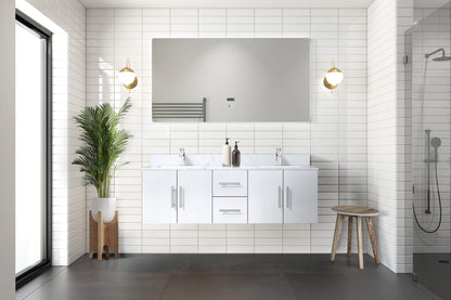 Lexora Geneva 60 in. Glossy White Double Sink Bath Vanity
