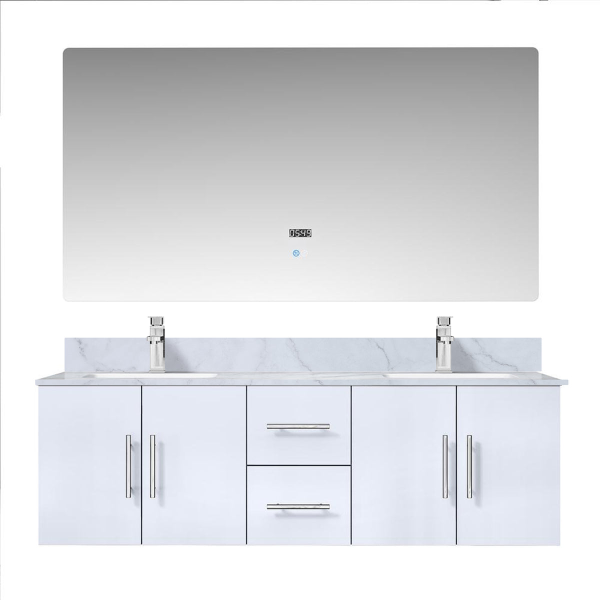 Lexora Geneva 60 in. Glossy White Double Sink Bath Vanity