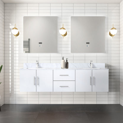 Lexora Geneva 72 in. Glossy White Double Sink Bath Vanity