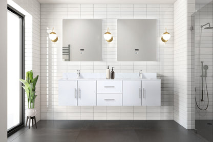 Lexora Geneva 72 in. Glossy White Double Sink Bath Vanity