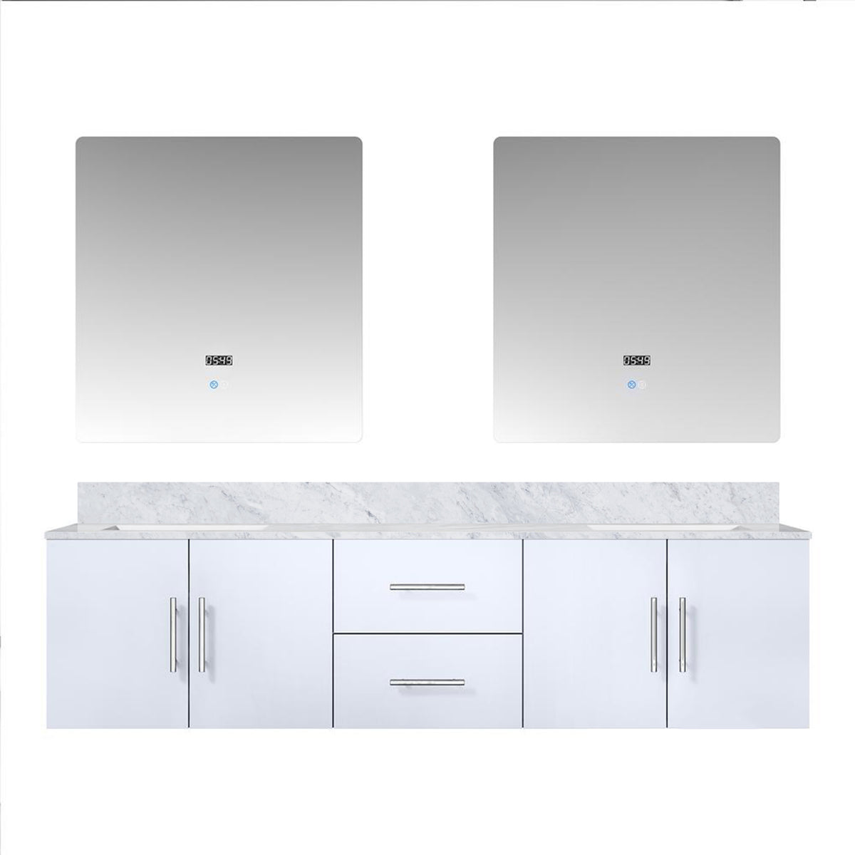 Lexora Geneva 72 in. Glossy White Double Sink Bath Vanity