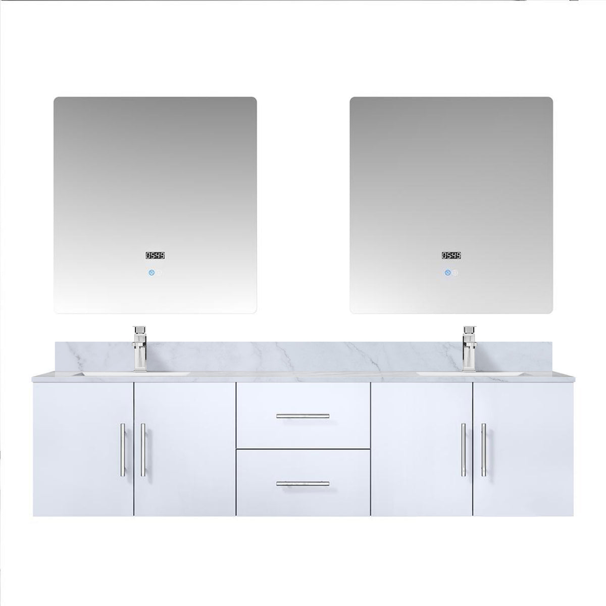 Lexora Geneva 72 in. Glossy White Double Sink Bath Vanity