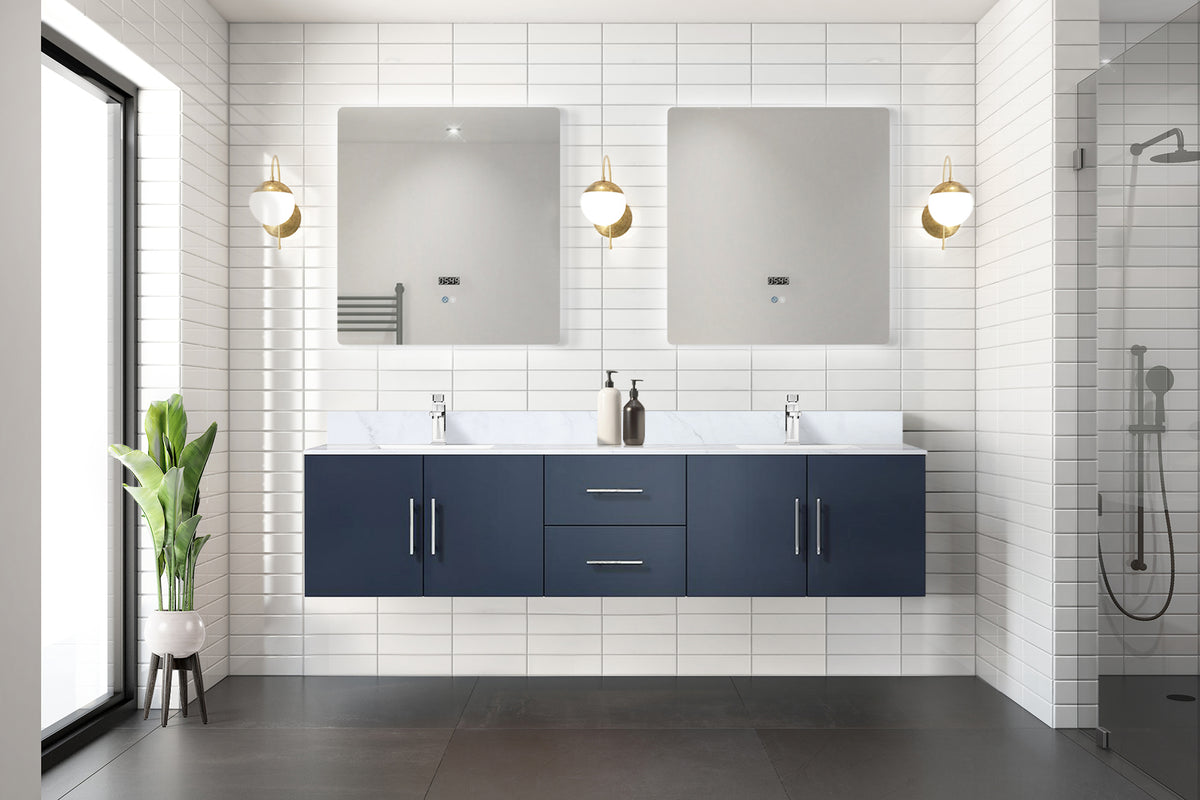 Lexora Geneva 80 in. Navy Blue Double Sink Bath Vanity