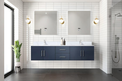 Lexora Geneva 80 in. Navy Blue Double Sink Bath Vanity