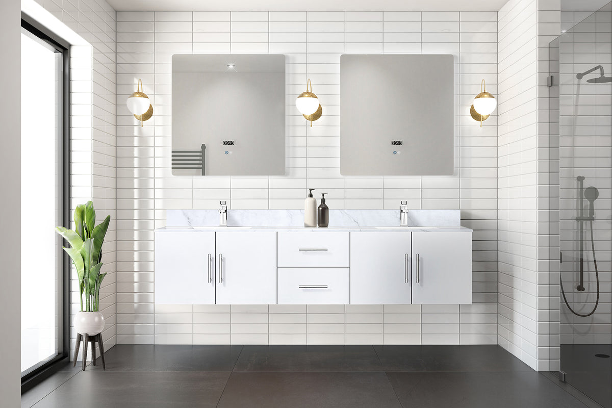 Lexora Geneva 80 in. Glossy White Double Sink Bath Vanity