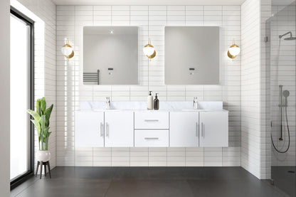 Lexora Geneva 80 in. Glossy White Double Sink Bath Vanity