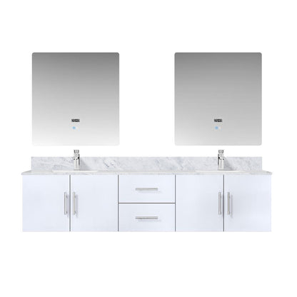 Lexora Geneva 80 in. Glossy White Double Sink Bath Vanity