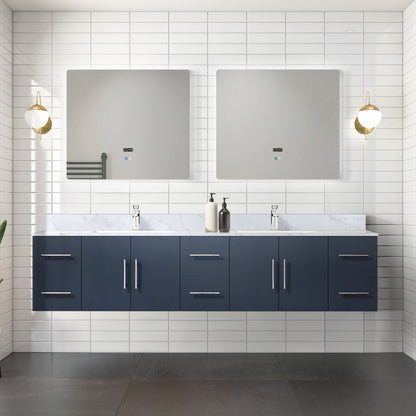 Lexora Geneva 84 in. Navy Blue Double Sink Bath Vanity
