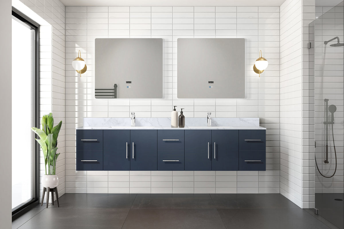 Lexora Geneva 84 in. Navy Blue Double Sink Bath Vanity