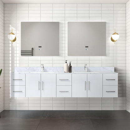 Lexora Geneva 84 in. Glossy White Double Sink Bath Vanity