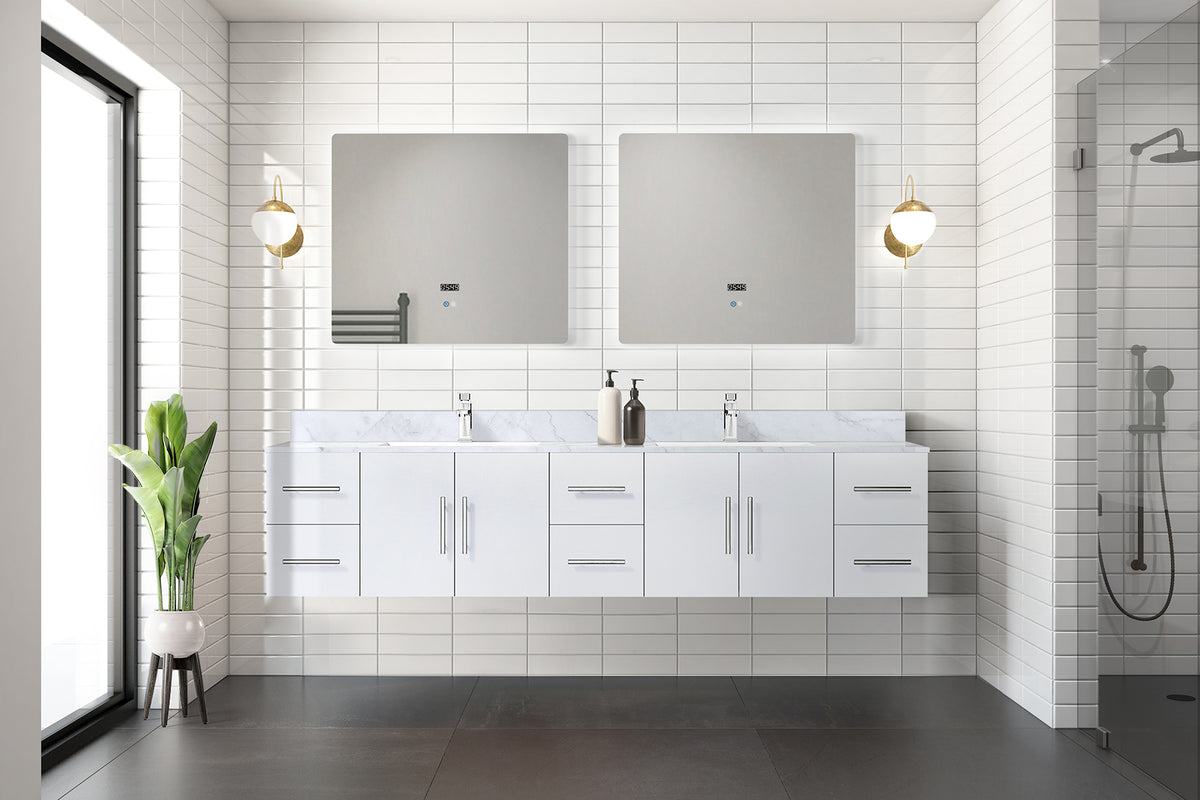 Lexora Geneva 84 in. Glossy White Double Sink Bath Vanity