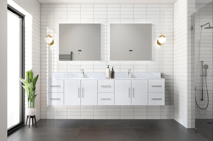 Lexora Geneva 84 in. Glossy White Double Sink Bath Vanity
