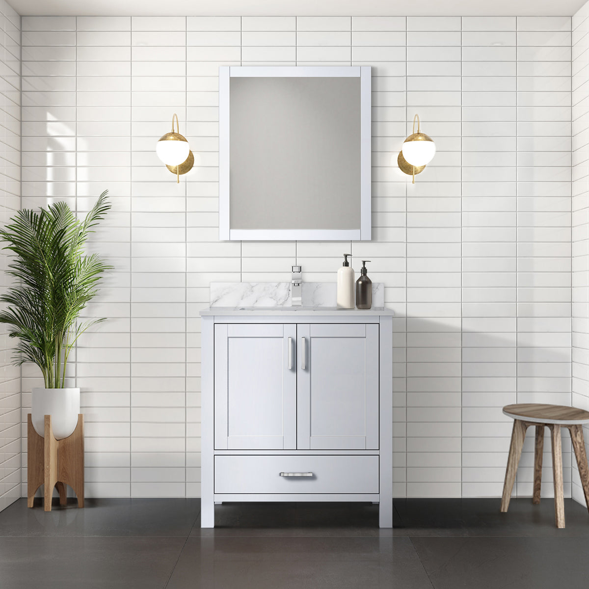 Lexora Jacques 30 in. White Single Sink Bath Vanity