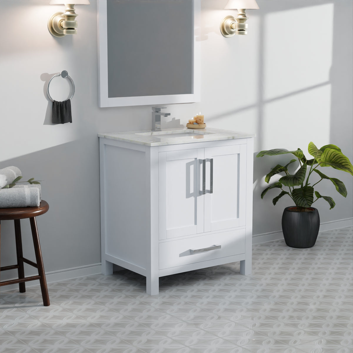 Lexora Jacques 30 in. White Single Sink Bath Vanity