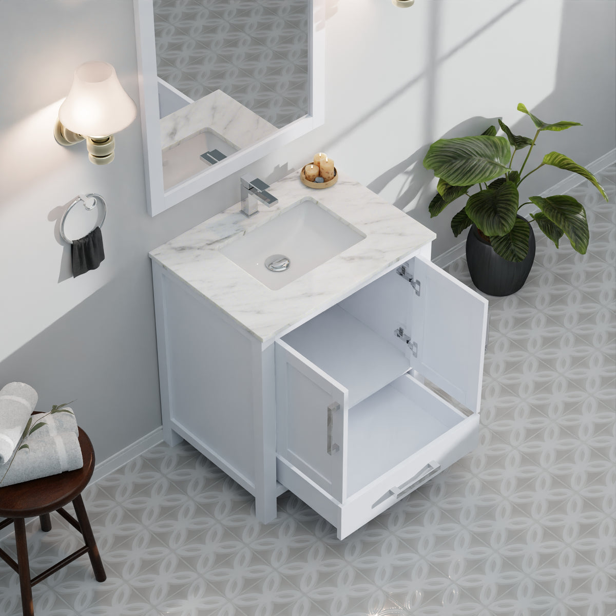 Lexora Jacques 30 in. White Single Sink Bath Vanity