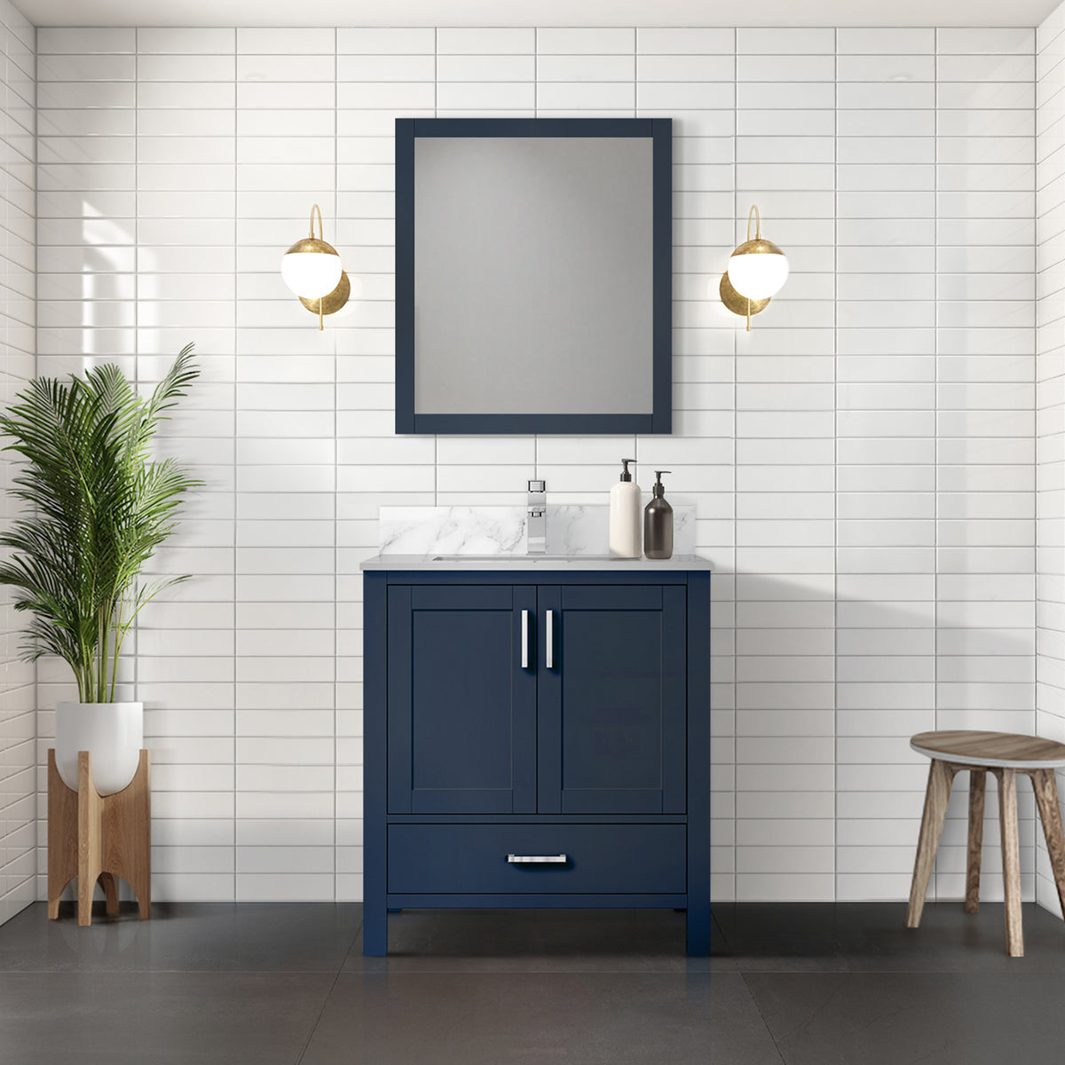 Lexora Jacques 30 in. Navy Blue Single Sink Bath Vanity