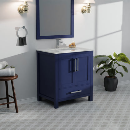 Lexora Jacques 30 in. Navy Blue Single Sink Bath Vanity