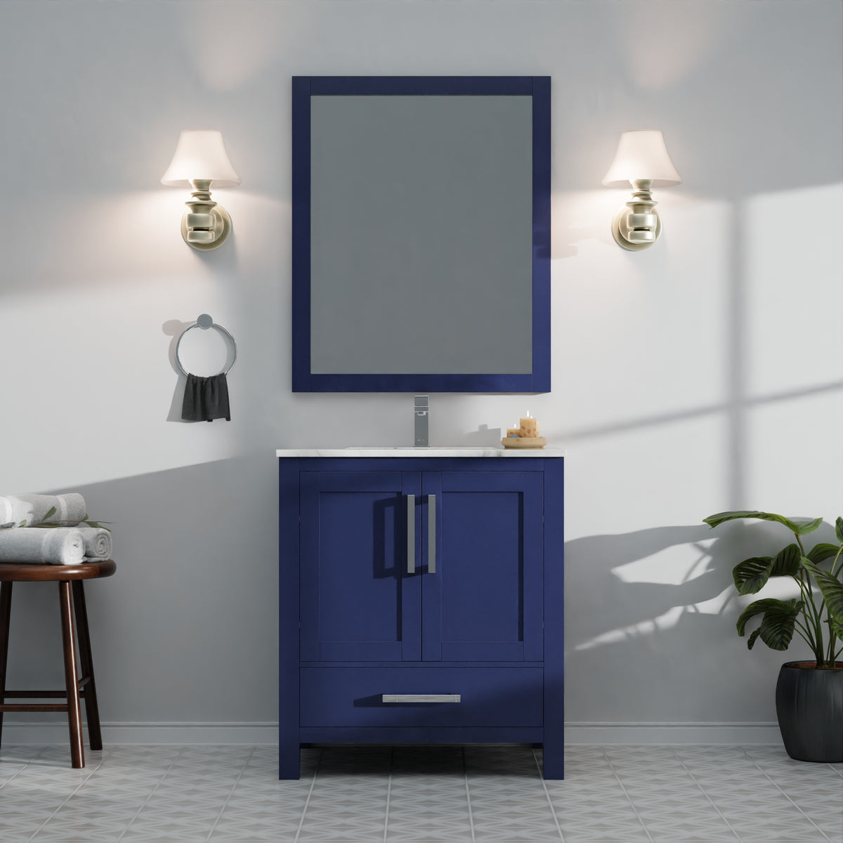 Lexora Jacques 30 in. Navy Blue Single Sink Bath Vanity