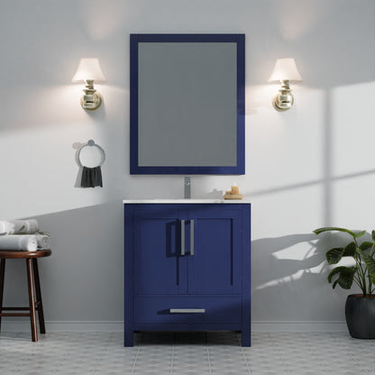 Lexora Jacques 30 in. Navy Blue Single Sink Bath Vanity