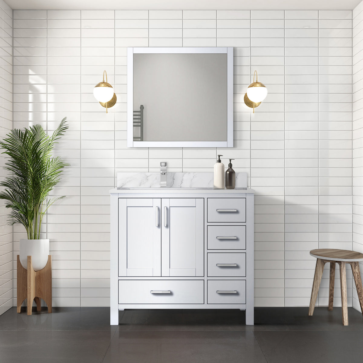 Lexora Jacques 36 in. White Single Sink Bath Vanity