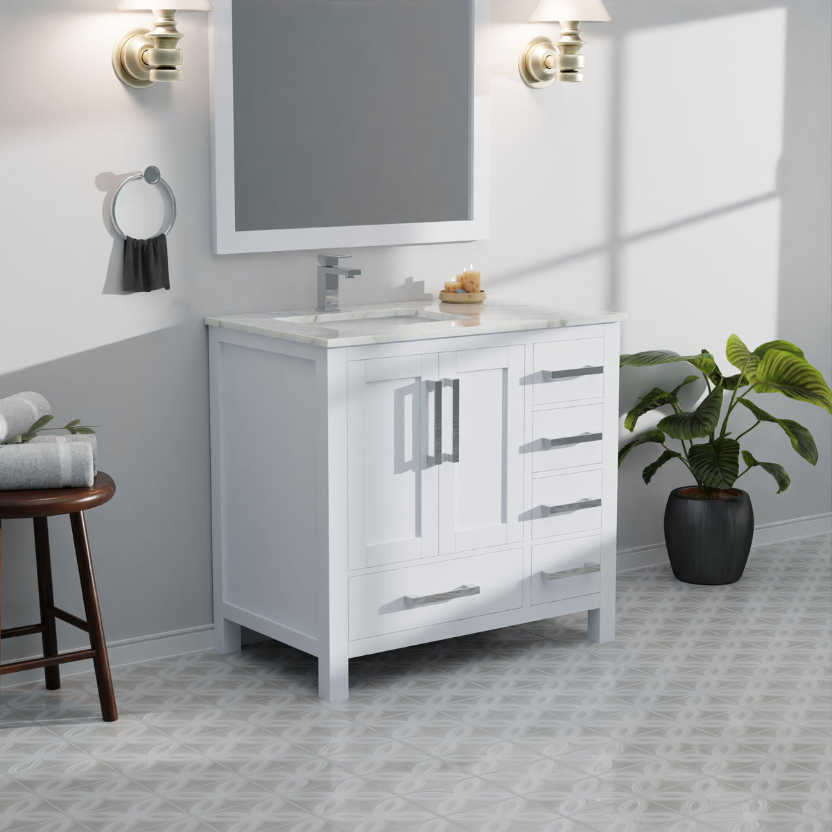 Lexora Jacques 36 in. White Single Sink Bath Vanity