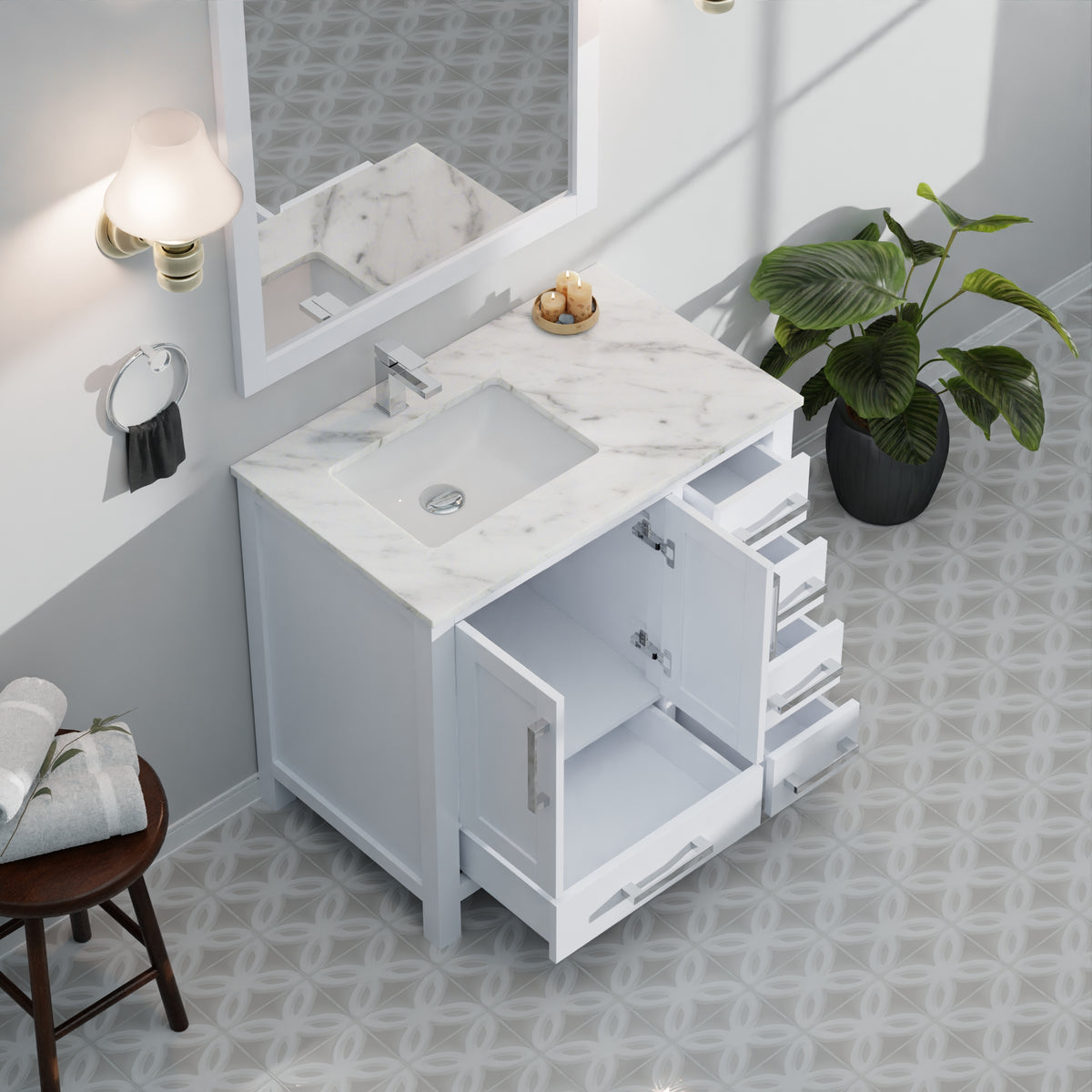 Lexora Jacques 36 in. White Single Sink Bath Vanity