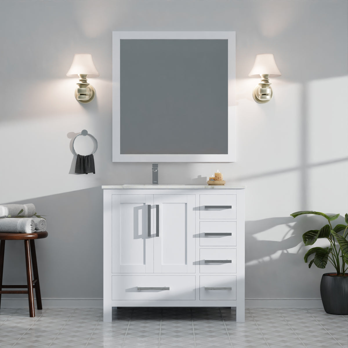 Lexora Jacques 36 in. White Single Sink Bath Vanity